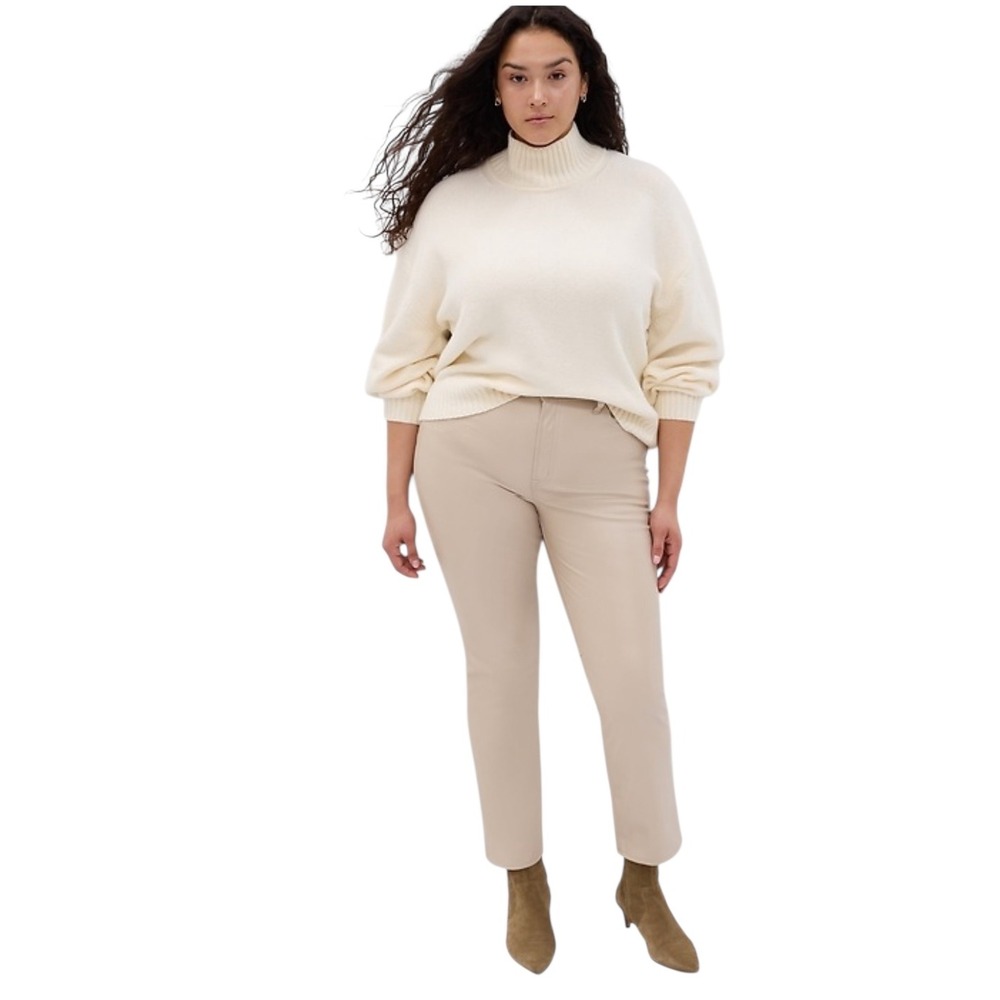 GAP Denim High Rise Vintage Slim Cobblestone Beige Faux Leather Pants Size20/35R